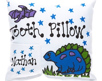 Personalized Dinosaur Tooth Fairy Pillow / Dinosaur Pillow / Tooth Pillow / Lost Tooth Pillow / Tooth Fairy Pillow Boy