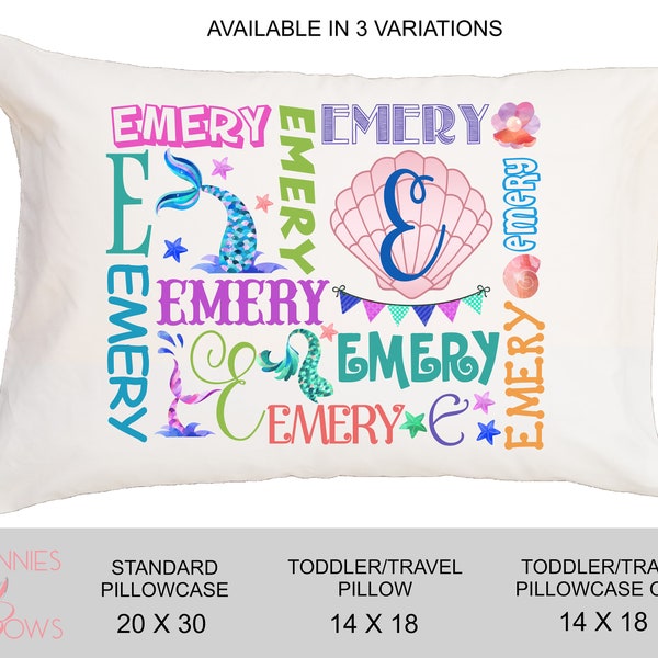 Personalized Mermaid Name Pillow / Custom Pillow / Personalized Pillow Case Kids / Mermaid Pillowcase / Girls Gifts