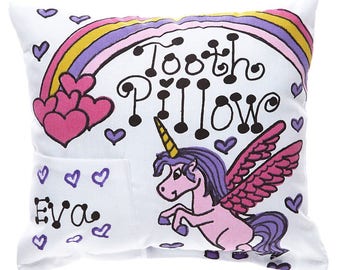 Personalized Tooth Fairy Pillow / Unicorn / Rainbow Unicorn / Tooth Pillow / Lost Tooth Pillow / Unicorn Pillow