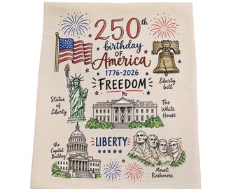 America's 250 Collage Tea Towel