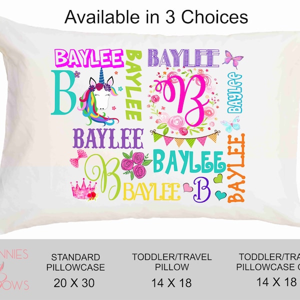 Personalized Name Pillow / Custom Pillow / Personalized Pillow Case Kids / Unicorn Pillowcase / Girls Gifts