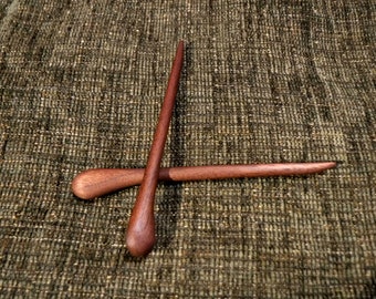 Walnut Wood Hair Sticks Set - Hand Carved