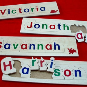 Rompecabezas personalizado hecho a mano: rompecabezas de madera educativo de 8 letras con el nombre del niño