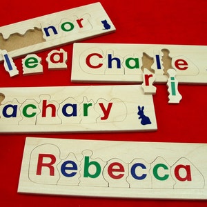 Rompecabezas de madera con nombres: juguete educativo para niños de 7 letras