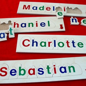 Rompecabezas de nombres de 9 letras: juguete de madera personalizado y educativo para niños