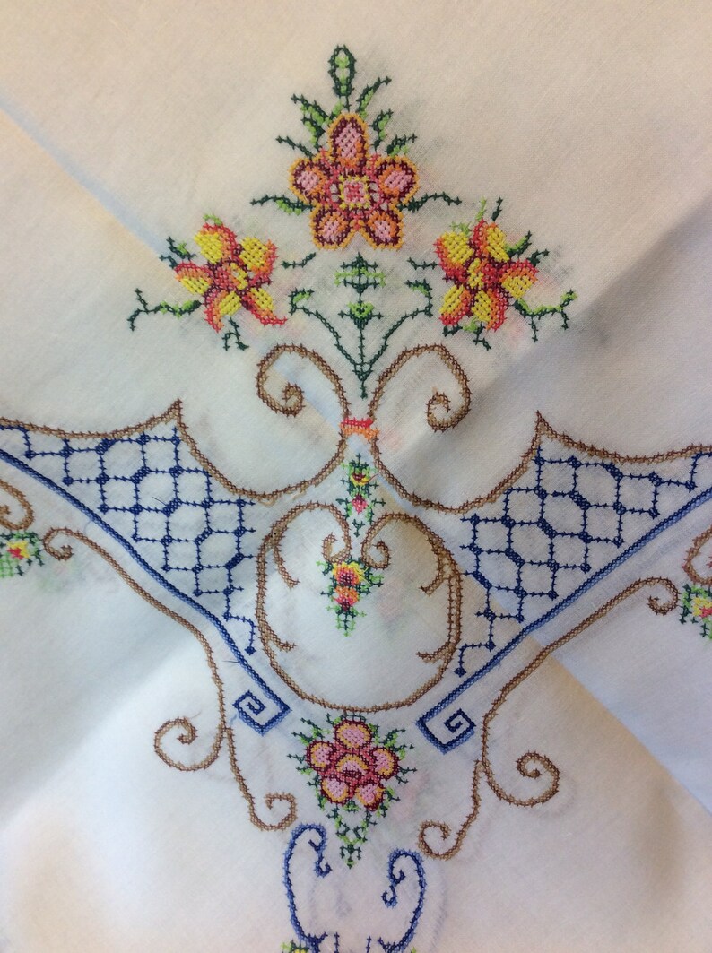 Cross Stitch Garden Tablecloth