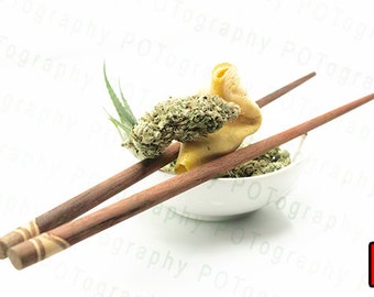 Chronic Foods (5 options) - Cannabis Poster - Bowl of Bud - Pot Leaf - 420 Print - Marijuana Edibles - Weed Pipe - Bong Sticker - chopsticks