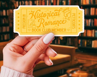 Historical Romance Book Club Sticker: Vintage Ticket Stub Vinyl Decal