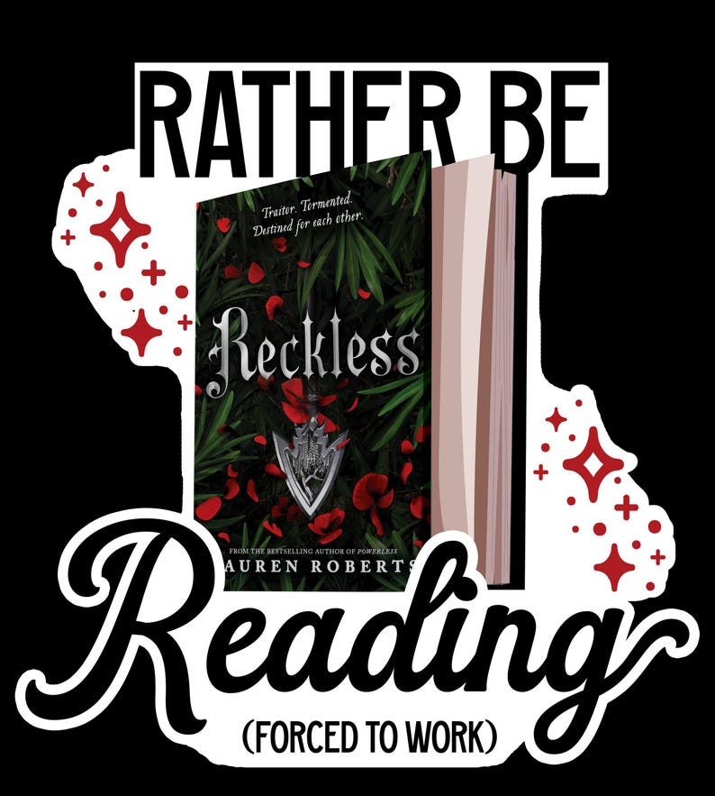Reckless Sticker | Powerless Series | Bookish Vinyl Decal | Book Cover ...