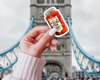 Sticker Fortnum & Mason Strawberry Jam: Britse vinylsticker voor laptop