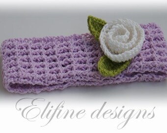 Pattern,crochet headband pattern, crochet headband with flower and leaf, easy to follow, a lot of photos