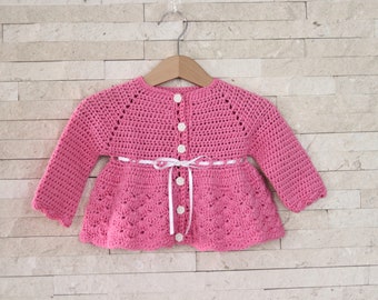 CROCHET PATTERN, Stacy Crochet Cardigan, Crochet Cardigan Pattern from newborn up to 10 years old