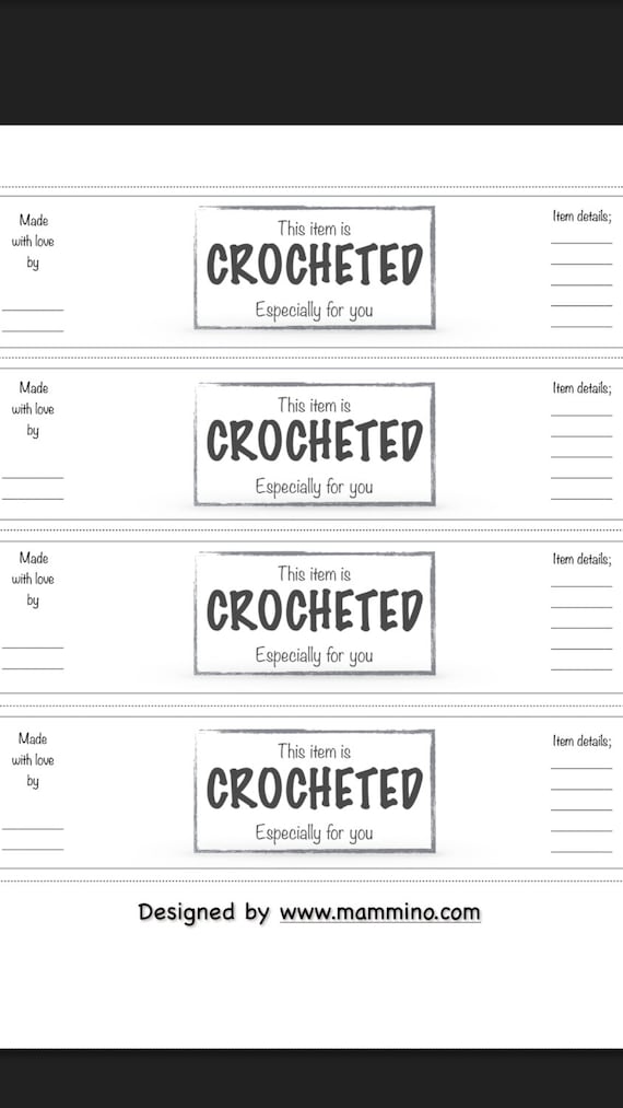 PRINTABLE Wrap Labels for Your Crochet Items Like Beanies - Etsy