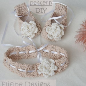 CROCHET PATTERN,crochet ballet shoes,crochet headband,crochet booties,baby shower,diy,baby,patterns,crochet for babies,crochet shoes,set image 2