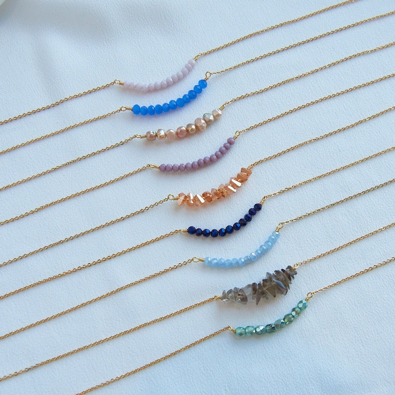 Beaded Circle Necklace with Bar Pendant
