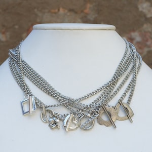 Toggle Clasp Necklace || T Bar Necklace || Toggle Necklace || Gifts for Her || Minimalist Necklace || Silver Clasp Necklace || Mom Jewelry