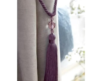 Modern, Sleak, Beaded Pixie Tiebacks - four colours: Aubergine, Chocolate, Violet, Claret - Sold in Pairs
