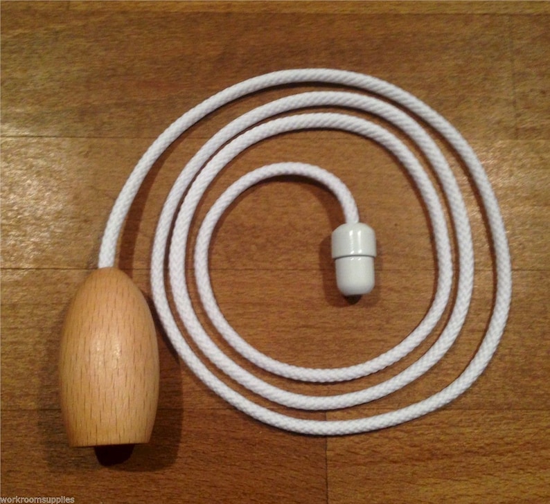 Contemporary Beech Wood Bathroom Toilet Light Cord Pull With 1.2m White
