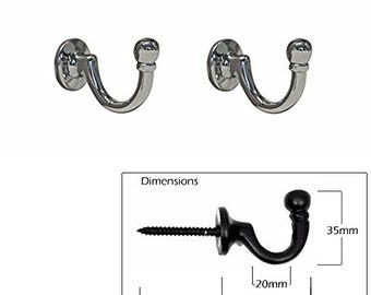 Ball End Tieback Hooks: Curtain Tassel Cup Hooks - 1 Pair