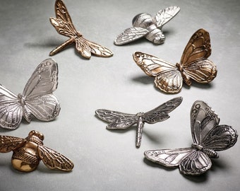 One Butterfly - Dragonfly - Bumblebee Holdbacks in Antique Silver & Antique Brass - Sold as singles