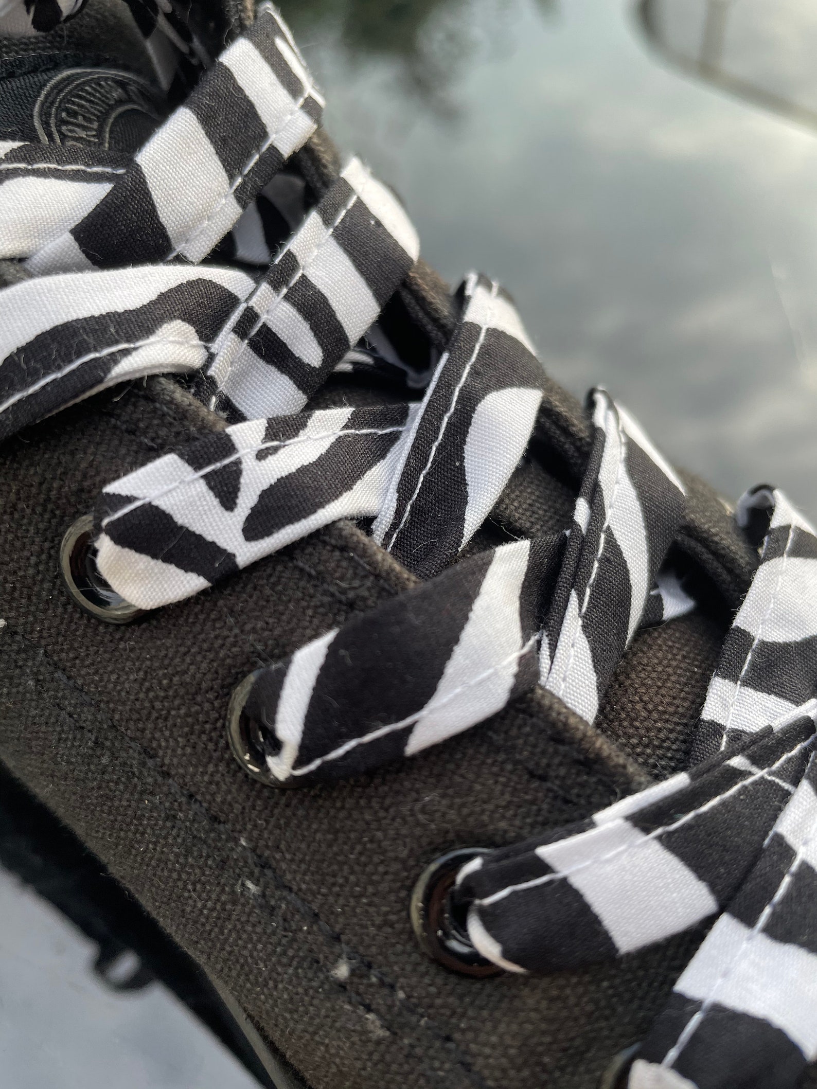 Shoelaceslaceszebrablack Fabric Shoelaces Animal Etsy Israel