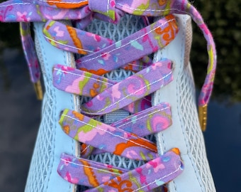 Lacci per scarpe, viola, corallo, lacci per scarpe, fatti a mano, 100% cotone, puntale in metallo, popolari, Dr. Martens, Converse, Vans, Guess