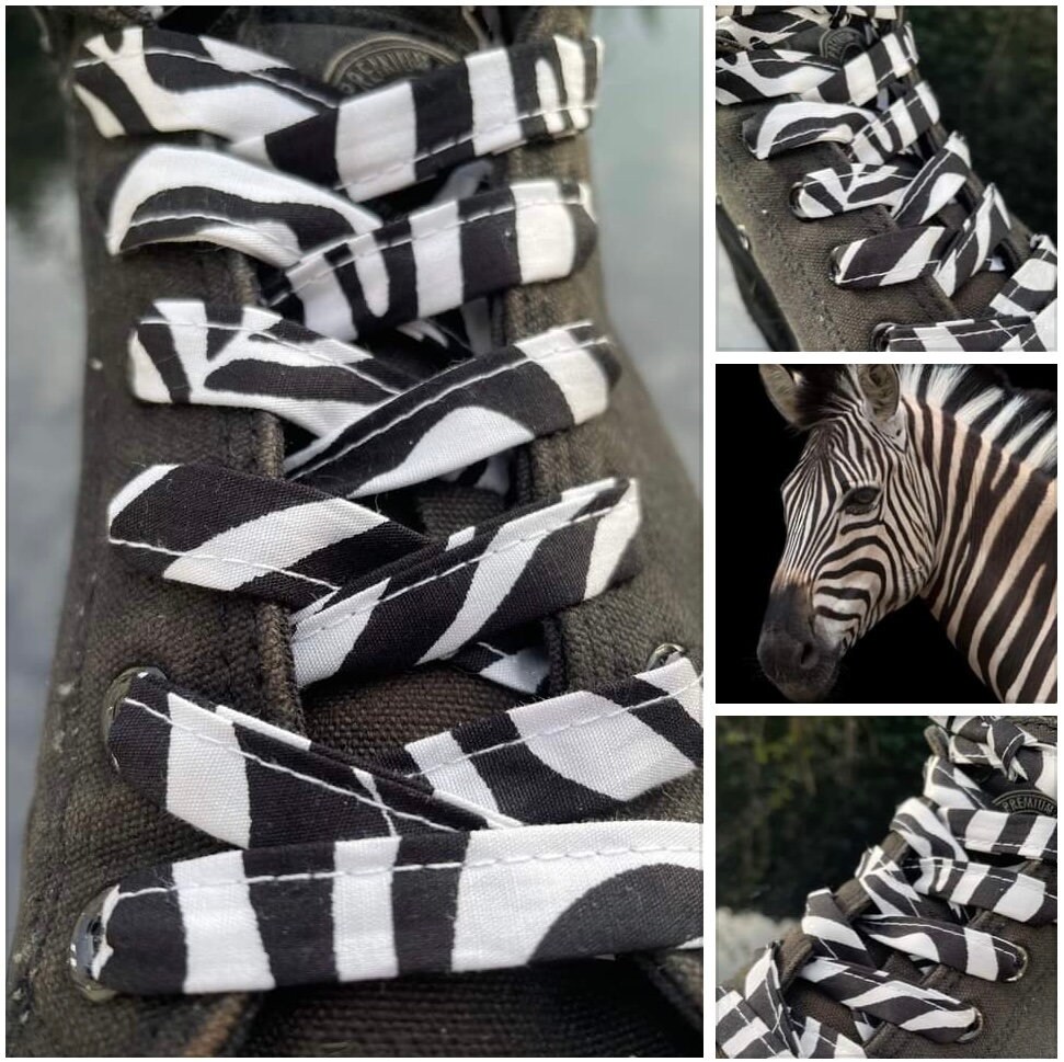 Shoelaceslaceszebrablack Fabric Shoelaces Animal Etsy Israel