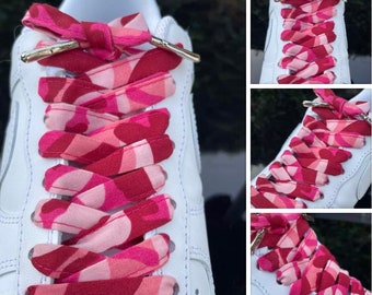 Shoelaces,Pink Camouflage Shoelaces, Camouflage shoelaces,cotton, metal cap,woman, Dr. Martens, converse, vans,sport, fancy lace