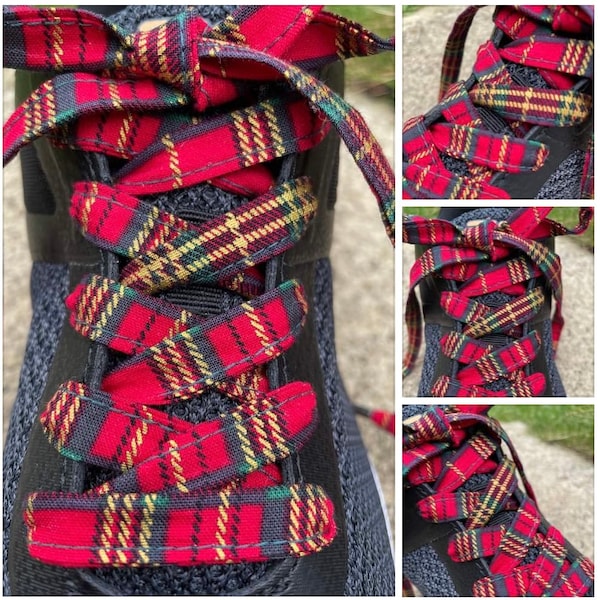 Schnürsenkel,Rote Tartan Schnürsenkel,handgefertigt,unisex,Metallkappe,Vans,Turnschuhe,Dr Martens,Converses,waschbar