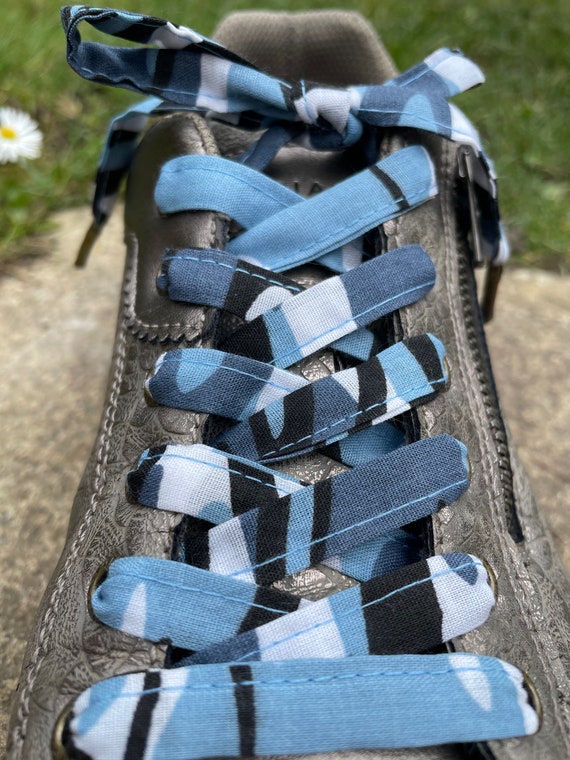 Shoelaces camouflage Laces blue flat Shoelaces fabric Shoe Laces metal Aglets tips custom Shoelaces vans drmartens converses sneakers Etsy