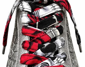 Handmade Skull Print Shoelaces, Skeleton and Roses Shoe Laces, Custom Length, Dr. Martens Boots, Halloween