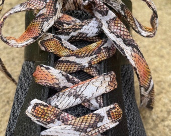 Shoelaces,laces,Snake,Brown,fabric Shoelaces,snake print,metal aglets,tips,sneakers,DrMartens,converse,vans,guess,shoe accessories,gift