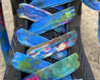 Shoelaces,Monet,Monet print,water lily,Liberty of London,fabric shoelaces,custom shoelaces,DrMartens,converse,vans,sneakers,flower,floral
