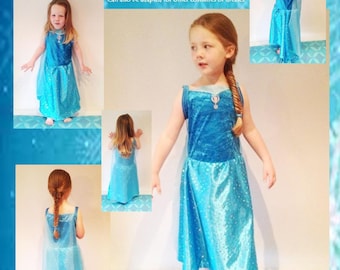 Elsa From Frozen inspired dress pattern, Girls Age 2 - 8, print at home