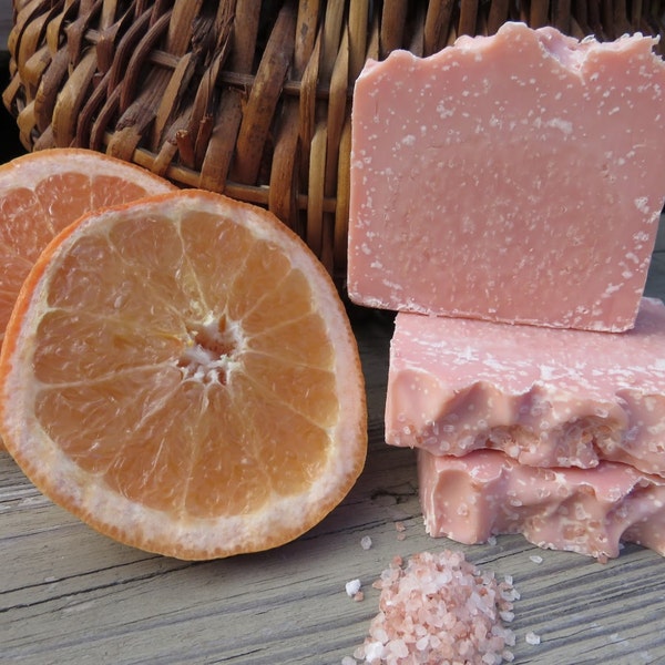 Sea Salt Pink Grapefruit Soap, All Natural Soap, New Hampshire Soap, Handmade Soap, Cold Process Soap, Bath Soap, Bar Soap, Salt Bar