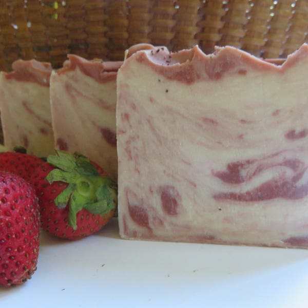 Strawberry Cream Soap, All Natural Soap, Handmade Soap, Bath Soap, Cold process Soap, Homemade Soap, Artisan Soap, Gifts For Her