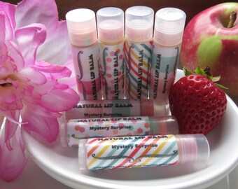 Mystery Lip Balm Surprise Lip Balm Three or Four Flavors Coconut Oil Rainbow Beeswax Variety Lip Balm New Hampshire Lip Butter Chapstick