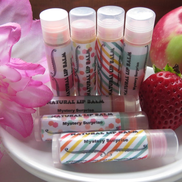 Mystery Lip Balm Surprise Lip Balm Three or Four Flavors Coconut Oil Rainbow Beeswax Variety Lip Balm New Hampshire Lip Butter Chapstick