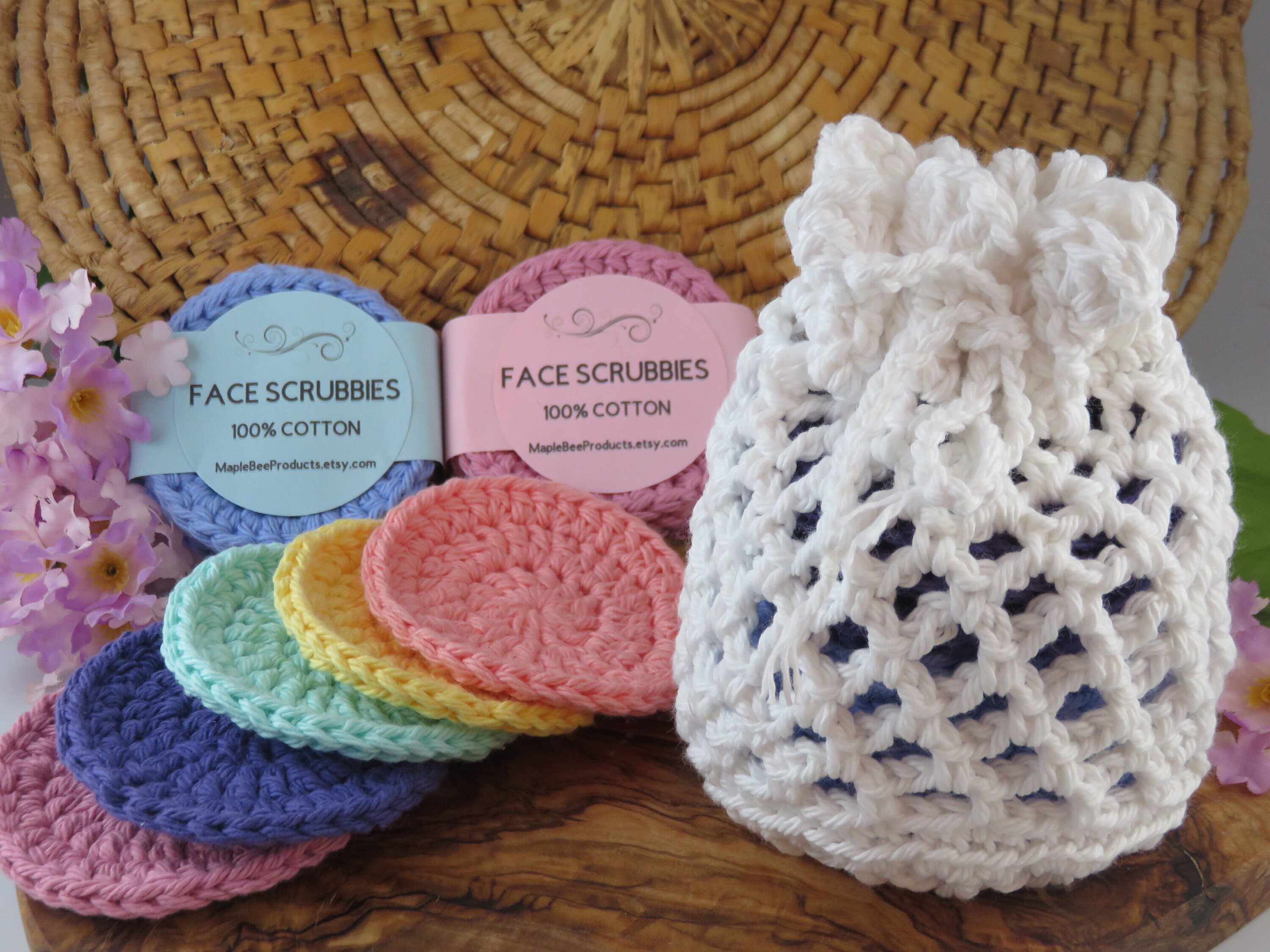 Crochet Face Scrubbies Washbag Cotton Rounds Reusable Etsy