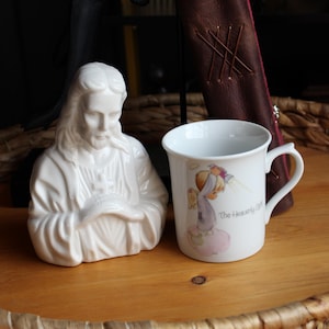 Kubek do kawy i Jezusa Enesco Vintage The Heavenly Light i pokój modlitewny Jesus Art Vintage Kitchenware Home Decor Hallmark Coffee Cup