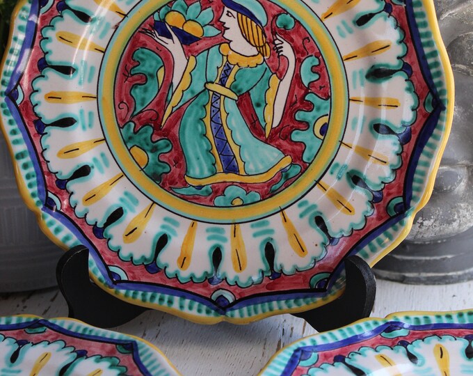 Vintage Italian Stoneware Plates Set of SIX Italian Hand Etsy