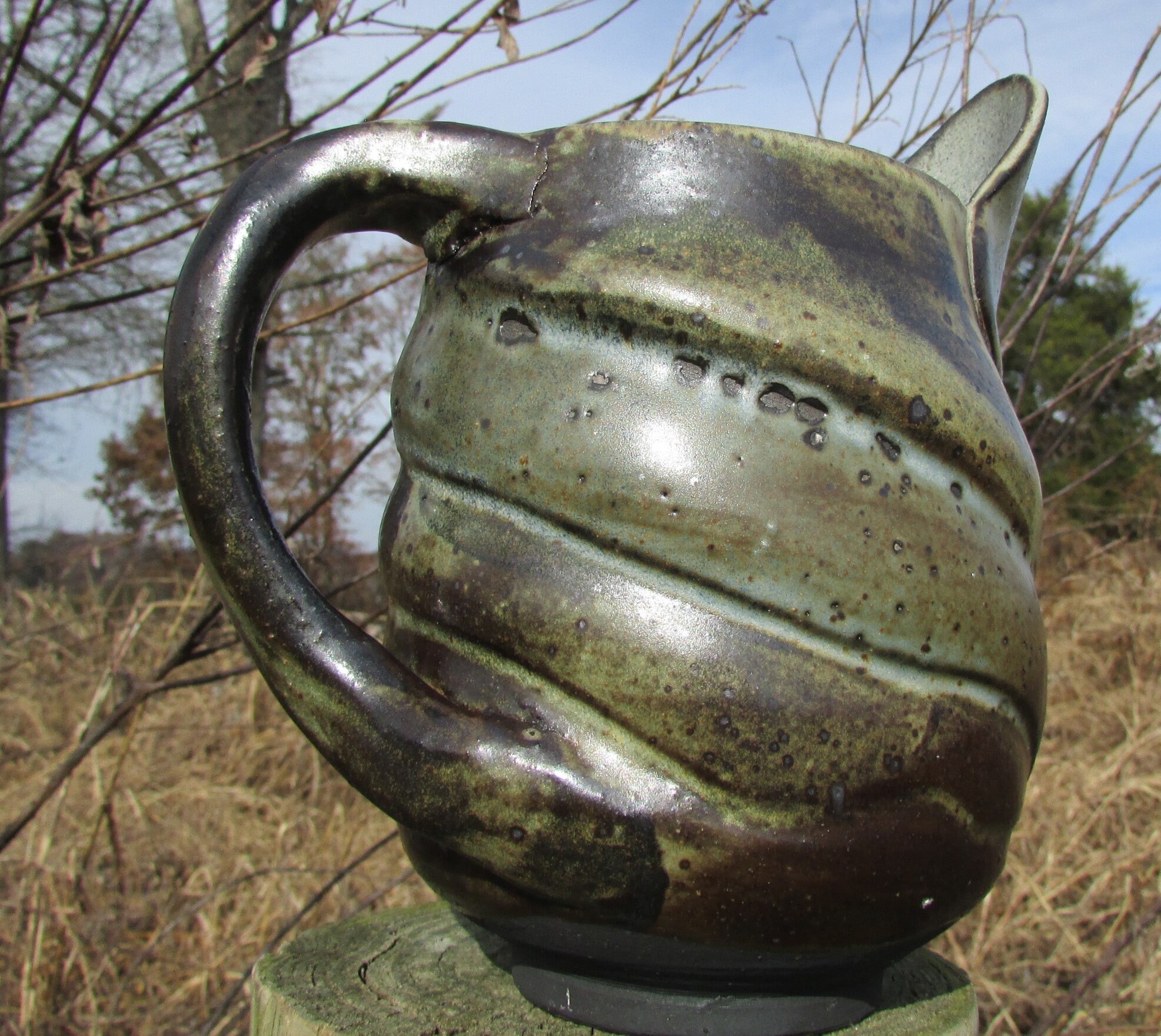 Tennessee Pottery Handmade Art Pitcher Handled Jug Kitchenware Etsy