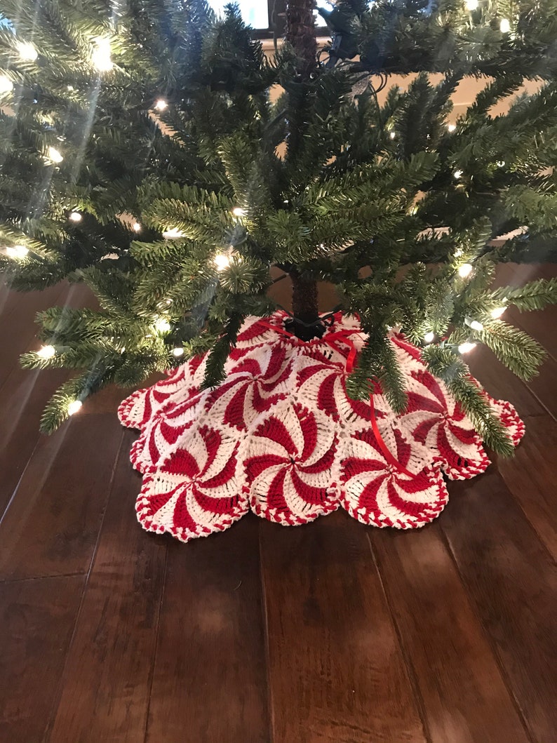 Crochet Pattern Christmas Tree Skirt Peppermint Series Etsy