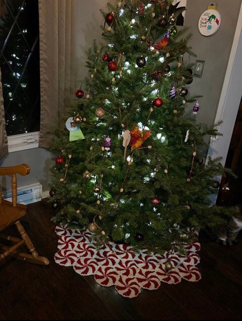 All Peppermint Crochet Patterns Tree Skirt Throw Coasters Etsy