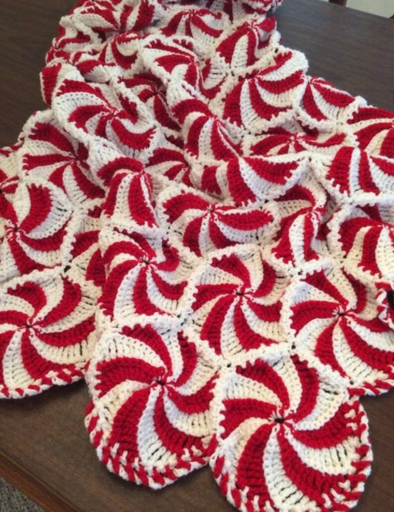 Crochet patterns 4 Peppermint Tree Skirt Throw Coasters Etsy