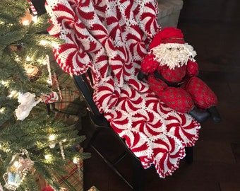 Peppermint Throw (pattern only)- crochet pattern (digital download to computer). For all peppermint patterns see (all) listing.