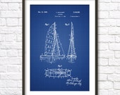 Sailboat Blueprint Patent Wall Art Poster