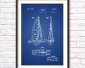 Sailboat Blueprint Patent Wall Art Poster