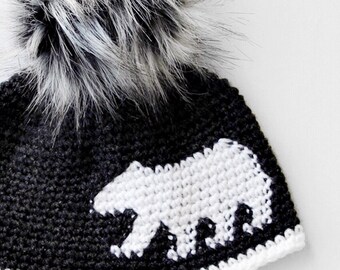 Crochet Pattern - Landon Bear Silhouette Hat/Beanie by Lakeside Loops (includes Toddler, Child, and Adult sizes)