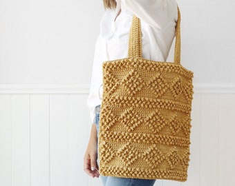 Crochet Pattern - Adilyn Boho Market Tote Bag by Lakeside Loops